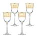 Lorren Home Trends Gold Embellished White Wine Goblet with Gold Rings, Set of 4