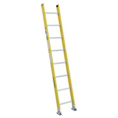 WERNER 7108-1 8 ft. Overall H, Straight Ladder, Fiberglass, 8 Steps, 375 lb