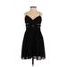 Hailey by Adrianna Papell Cocktail Dress - A-Line Plunge Sleeveless: Black Print Dresses - Women's Size 5