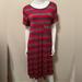 Lularoe Dresses | *Nwt* Lularoe Carly Red, Green, & Grey Striped Dress | Color: Green/Red | Size: S