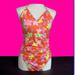 Lilly Pulitzer Swim | Lilly Pulitzer White Label Swim Suit Vintage Orange Green Floral | Color: Green/Orange | Size: 10