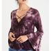 American Eagle Outfitters Tops | American Eagle Outfitters Soft & Sexy Bell Stretch Sleeve Purple Faux Wrap Top M | Color: Purple/White | Size: M