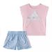 Adidas Matching Sets | Adidas Baby Girls Graphic T-Shirt & Mesh Shorts Set | Color: Blue/Pink | Size: 18mb