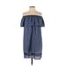 Zara Basic Casual Dress - Shift Off The Shoulder Short sleeves: Blue Dresses - Women's Size X-Small