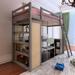 Graecen Loft Bed w/ Bookcase by Harriet Bee Wood in Gray | 69.1 H x 60.1 W x 77.8 D in | Wayfair B427249924A5442CBB532166BC335AEB