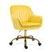 Armchair - Everly Quinn 24.01" Wide Swivel Armchair Velvet/Fabric in Yellow | 32.67 H x 24.01 W x 22.83 D in | Wayfair