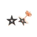 Rose Gold On 925 Sterling Silver 8mm Pave Black Cz Celestial Star Stud Earrings