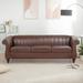 Chesterfield Three Seater Sofa with Silver Studs Trim in Black PU Leather