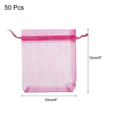 50pcs Organza Bags Drawstring Favor Pouches Sheer Mesh Bag for Wedding