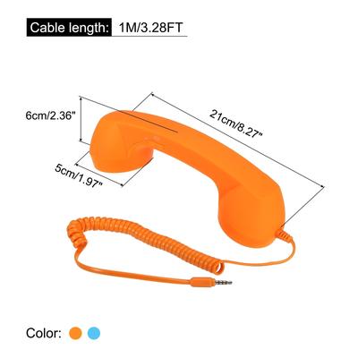 2 Pack 3.5mm Retro Telephone Handset Telephone Receiver Orange,Blue - Black