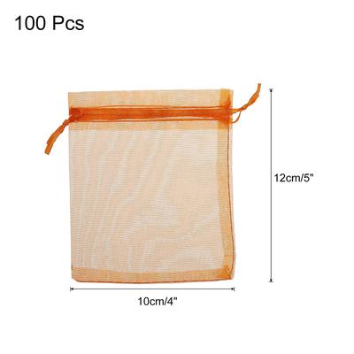 100pcs Organza Bags Drawstring Favor Pouches Sheer Mesh Bag for Gift