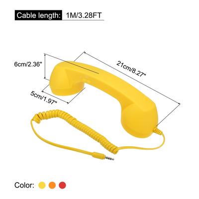 3 Pack 3.5mm Retro Telephone Handset Telephone Receiver Red, Orange, Yellow - Red, Orange, Yellow