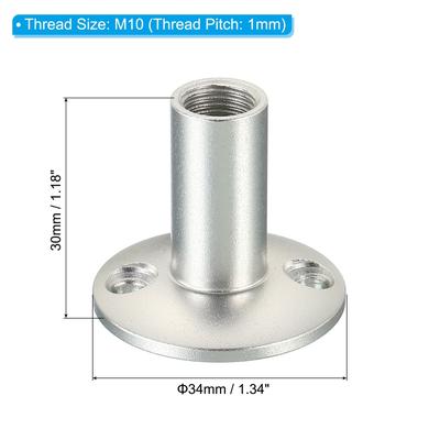 M10 Female Thread Nut Microphone Flange Mount Screw Round Base