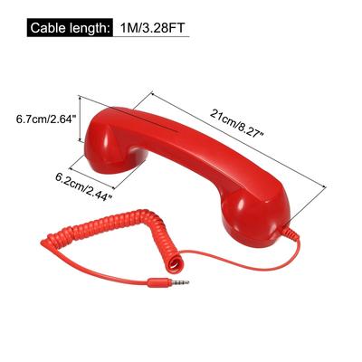 3.5mm Retro Telephone Handset for Microphone Speaker Smooth Red