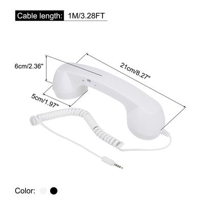 2 Pack 3.5mm Retro Telephone Handset Telephone Receiver Black, White - Black, White