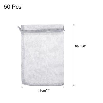 50pcs Organza Bags Drawstring Favor Pouches Sheer Mesh Bag for Gift