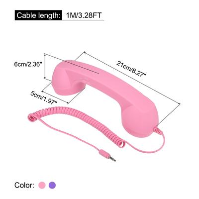 2 Pack 3.5mm Retro Telephone Handset Telephone Receiver Pink,Purple - Black