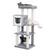 52" Gray Cat Tree with Hammock, Scratching Posts & Condo,Multi-Level Modern Wooden Tower for Adult Cats