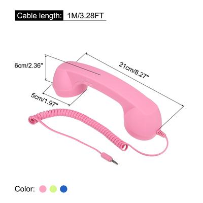 3 Pack 3.5mm Retro Telephone Handset Telephone Receiver Pink, Blue,Green - Pink, Blue,Green