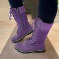 Winter Womens Ladies Warm Calf Snow Boots Faux Fur Lined Flat Buckle Casual Shoes