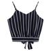 iOPQO Tank Top For Women Women s Self Tie Back V Neck Striped Crop Cami Top Camisole Blouse Womens Tank Tops Navy + M