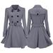 iOPQO Coats For Women Winter Warm Women Woolen Coat Trench Jacket Belt Overcoat Outwear Grey + S