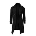 wendunide hoodies for men Winter Men Slim Stylish Trench Coat Double Long Jacket Coat Mens Fleece Jackets Black L