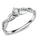 KUNEREN DA104 - High polished (no plating) Stainless Steel Ring with AAA Grade CZ in Clear