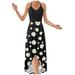 iOPQO casual dresses for women Women s Sleeveless Casual Floral Printing Beach Long Maxi Loose Dress Women s Casual Dress Black L