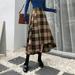 PIKADINGNIS Vintage Streetwear Plaid Skirts Women Fashion Irregular High Waist Long Skirt Woman Autumn Winter Thicken Woolen Midi Skirts