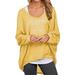 iOPQO Pullover Sweater For Women Womens Batwing Sleeve Pullover Tops Off Shoulder Loose Oversized Baggy Sweater Shirts Casual T Shirt Blouses Yellow + M