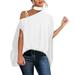 wendunide womens tops Women Casual Solid Halter Neck Button Strap Cold Shoulder Irregular Short Sleeves Shirt Blouse Top Women Shirts White 3XL