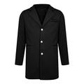 iOPQO Anoraks For Men Men s Wool Coat Warm Winter Trench Long Outwear Button Smart Overcoat Coats Black + XL