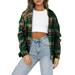 Loose Fitting Tops for Women Pajama Shirt Women Long Sleeve Women Casual Loose Lapel Button Plaid Printing Thin Long Sleeve Shirt Top Hot Ruffle Shirt Women Dressy New Years Eve Shirts for Women