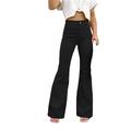 Women Solid Color Fashion Corduroy Flared Pants High Waist Stretch Trousers