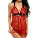 Lingerie for Women For Lace Chemise Negligees Sexy Exotic Nightgowns Halter Nighties Sheer Mesh Nightwear (1PC Nightdress+1PC Underpants)