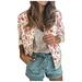 wendunide coats for women Womens Ladies Retro Floral Zipper Up Jacket Casual Coat Outwear Womens Fleece Jackets Pink M