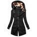 Wendunide 2024 Clearance Sales Hoodies for Women Women Fashion Floral Print Jacket Zipper Pocket Sweatshirt Long Sleeve Coat Womens Hoodies Black L