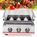 OUKANING 3-Burner Stainless Steel Barbecue Table Top LPG Grill Griddle Outdoor Garden BBQ Camping Yard