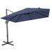 HomeRoots 485622 10 ft. Navy Blue Polyester Square Tilt Cantilever Patio Umbrella with Stand