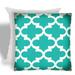 HomeRoots 17 x 17 x 2.5 in. Turquoise & White Zippered Quatrefoil Throw Indoor & Outdoor Pillow