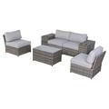 Living Source International 7-Piece Wicker/Rattan Sectional Set in Gray