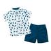 Baby Boy Outfits Dinosaur Shirt Set Short Sleeved Shorts Blue Small Dinosaur Boys Shirt Set Boys Summer Daily Set Two Piece For 18-24 Months