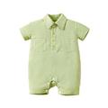 Unisex Child Onesies Baby Unisex Cotton Solid Color Spring Summer Short Sleeve Romper Jumpsuit Clothes
