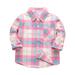 ZIZOCWA 3T Boy Shorts Kids Workout Top Kids Toddler Flannel Jacket Plaid Stripe Long Sleeve Lapel Button Shacket Baby Boys Girls Shirt Top Coat O Pink100