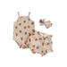 Newborn Baby Girl Clothes Floral Print Sleeveless Ribbed Romper Tops Shorts Headband 3pcs Summer Outfits