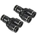 Uxcell Y Shape 1/4 Push to Connect Pneumatic Air Line Fitting Black 2 Pack