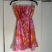 Lilly Pulitzer Dresses | Lilly Pulitzer Flamingo Silk Strapless Dress, Size 2 | Color: Orange/Pink | Size: 2