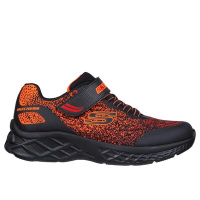 Skechers Boy's Microspec II - Tromson Sneaker | Size 2.5 Wide | Black/Red | Synthetic/Textile | Machine Washable