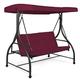 RELAX4LIFE 3 Seater Swing Chair, Garden Swing Seat Chair with Adjustable Canopy and Cushions, Outdoor Patio Hammock Convertible Bench for Balcony Backyard Poolside (Wine Red)